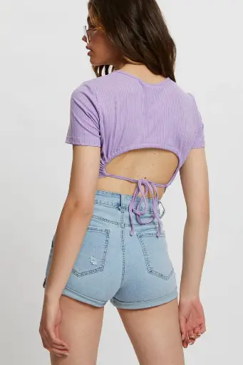 薰衣草色系帶上衣